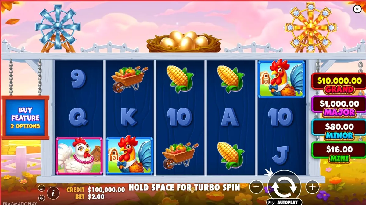 Better Barn House Bonanza slot game interface with cartoon farm animals and bonus wheels